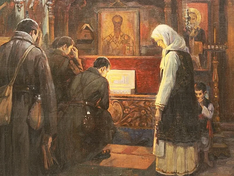 1873-Gospodin Zhelyazkov - Preghiera davanti alle reliquie di San Clemente a Ocrida